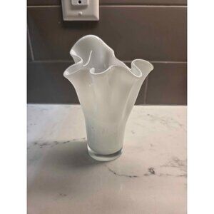 Vintage white scalloped edge vase